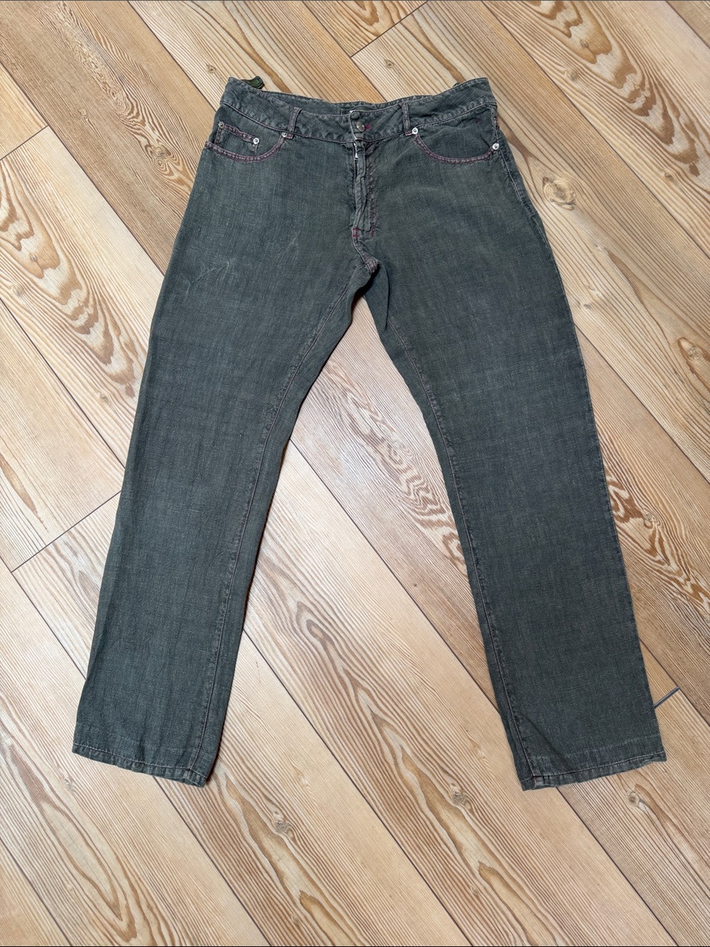 Etro Men's Relaxed Olive Green Jeans